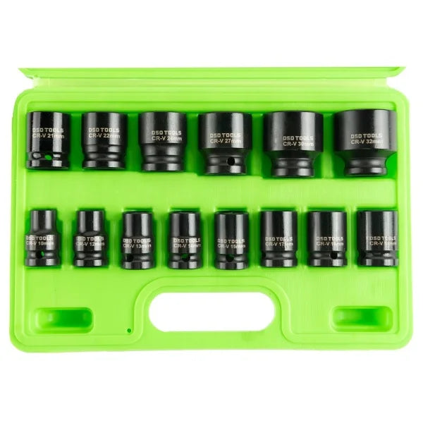 14PC 1/2" DR 6PT SHALLOW IMPACT SOCKET SET METRIC DS1115