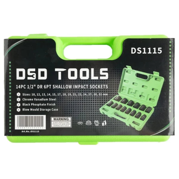 14PC 1/2" DR 6PT SHALLOW IMPACT SOCKET SET METRIC DS1115