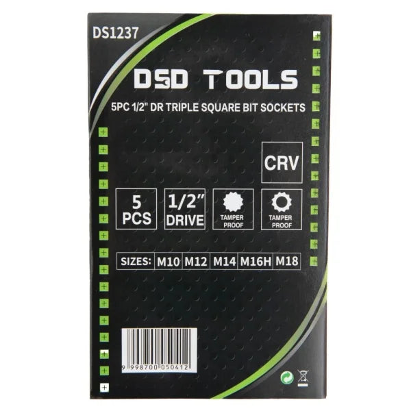 5PC 1/2" DR TRIPLE SQUARE BIT SOCKET SET DS1237