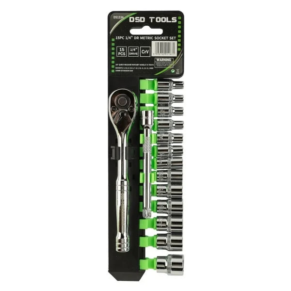 15PC 1/4" DR METRIC SOCKET SET DS1334
