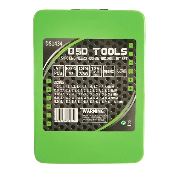 51PC ENGINEERS HSS METRIC DRILL BIT SET 1MM - 6MM DS1434