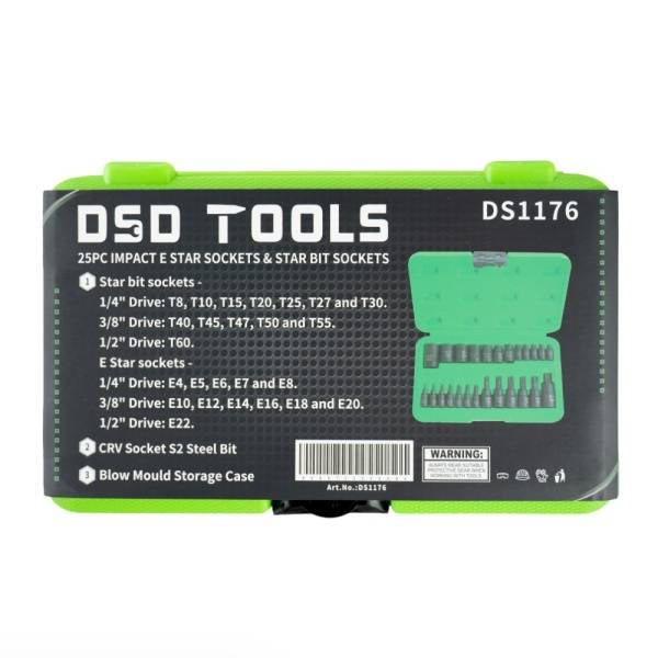 25PC IMPACT E STAR SOCKETS & STAR BIT SOCKETS DS1176
