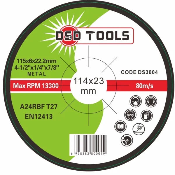 BOX OF 100 GRINDING DISC FOR METAL 115 X 6.0 X 22.2MM DS3004