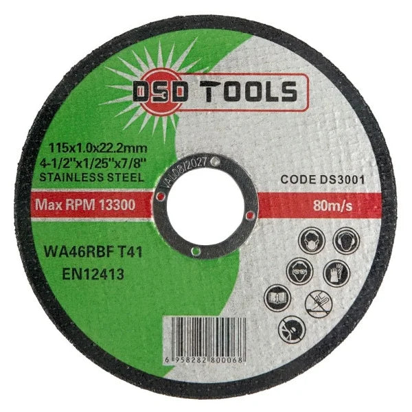 CUTTING DISC FOR S/STEEL 115 X 1.0 X 22.2MM - 40 X PACKS OF 10 DS3001