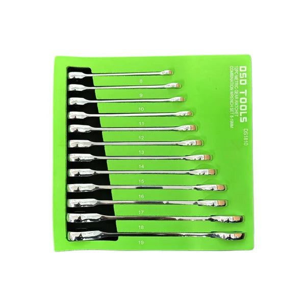 12PC METRIC GEAR RATCHET COMBINATION WRENCH SET DS1810
