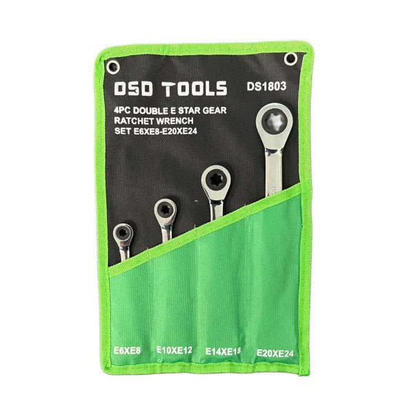 4PC DOUBLE E STAR GEAR RATCHET WRENCH SET DS1803