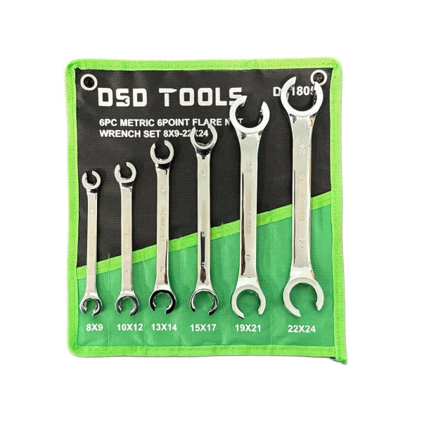 6PC METRIC 6 POINT FLARE NUT WRENCH SET DS1805