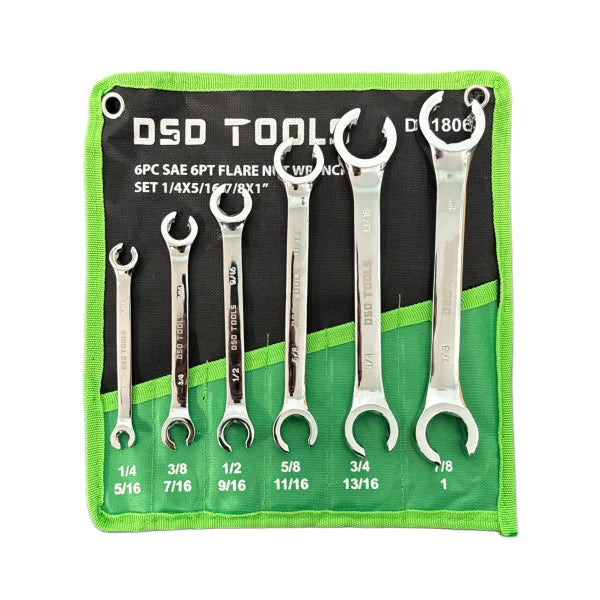 6PC SAE 6PT FLARE NUT WRENCH SET DS1806
