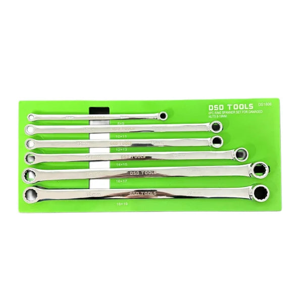 6PC RING SPANNER SET FOR DAMAGED NUTS 8-19MM  DS1808