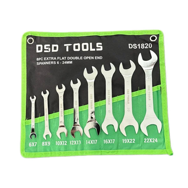 8PC EXTRA FLAT DOUBLE OPEN END SPANNERS 6 - 23MM  DS1820