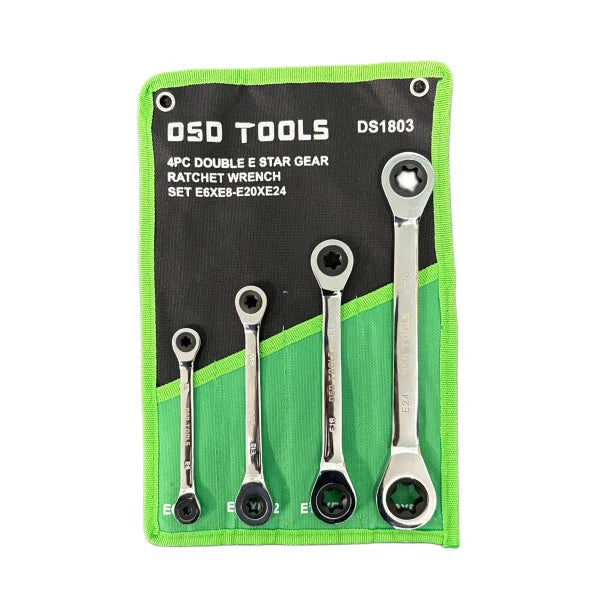 4PC DOUBLE E STAR GEAR RATCHET WRENCH SET DS1803