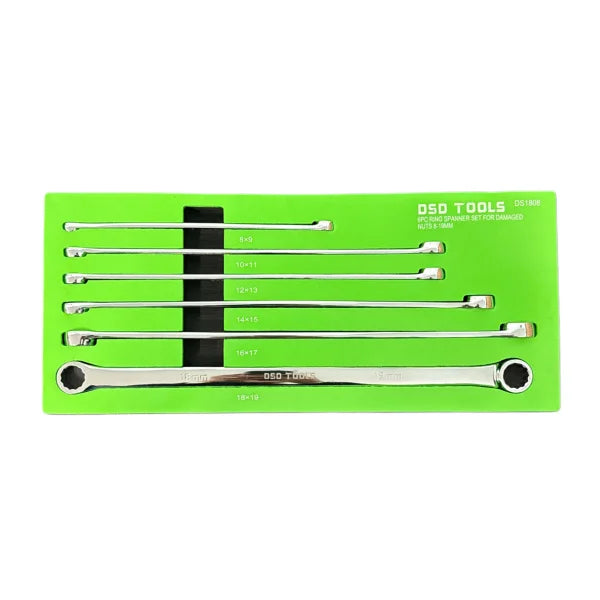 6PC RING SPANNER SET FOR DAMAGED NUTS 8-19MM  DS1808