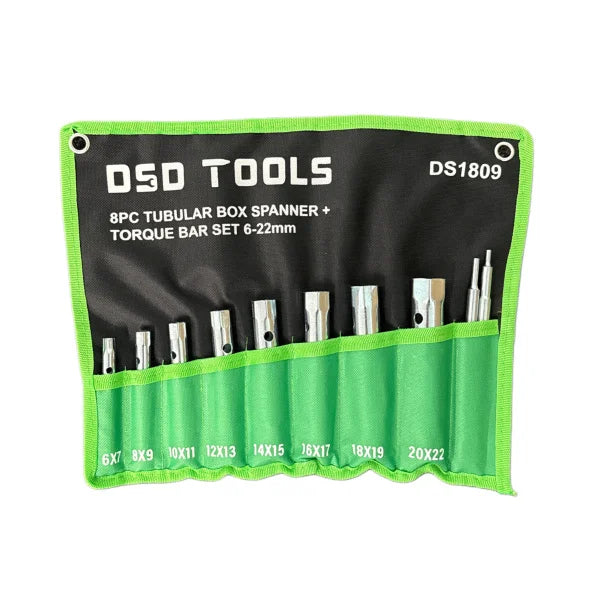 8PC TUBULAR BOX SPANNER + TORQUE BAR SET DS1809