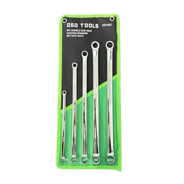 5PC DOUBLE END RING AVIATION SPANNER SET DS1802