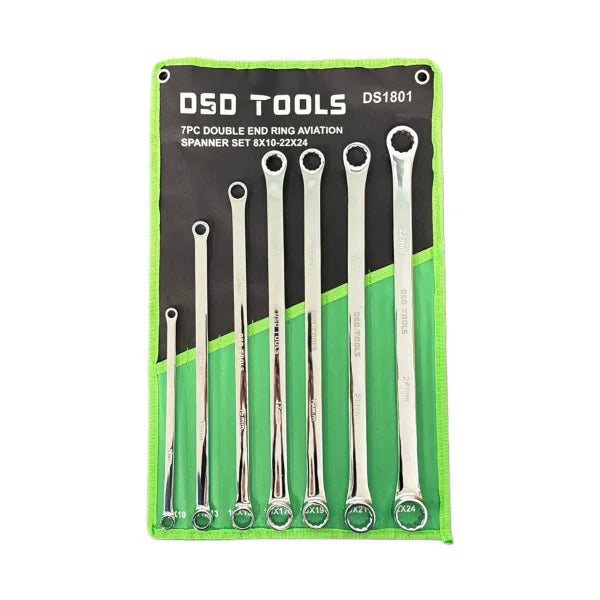 7PC DOUBLE END RING AVIATION SPANNER SET  DS1801