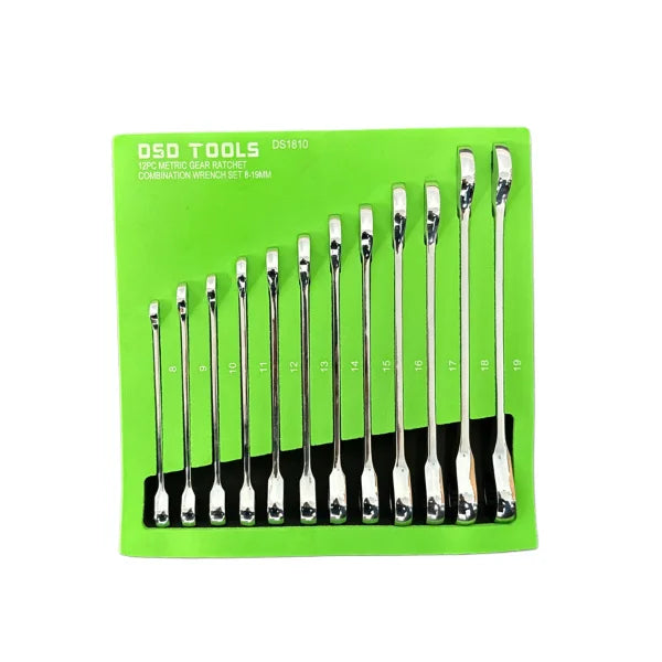 12PC METRIC GEAR RATCHET COMBINATION WRENCH SET DS1810