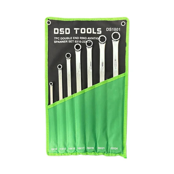 7PC DOUBLE END RING AVIATION SPANNER SET  DS1801