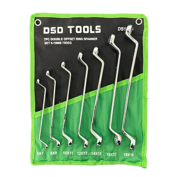 7PC DOUBLE OFFSET RING SPANNER SET 6-19MM 75DEG   DS1816