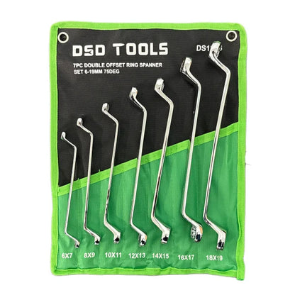7PC DOUBLE OFFSET RING SPANNER SET 6-19MM 75DEG   DS1816