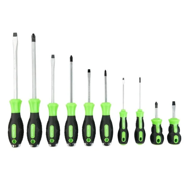 10PC SCREWDRIVER SET POZI + SLOTTED DS1047