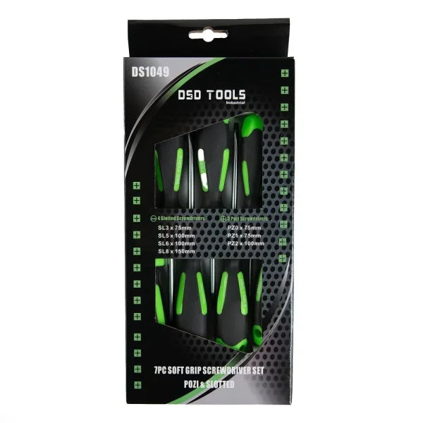 7PC SOFT GRIP SCREWDRIVER SET POZI &amp;amp; SLOTTED DS1049