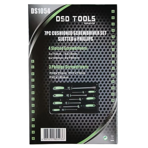7PC CUSHIONED SCREWDRIVER SET SLOTTED AND PHILLIPS DS1054