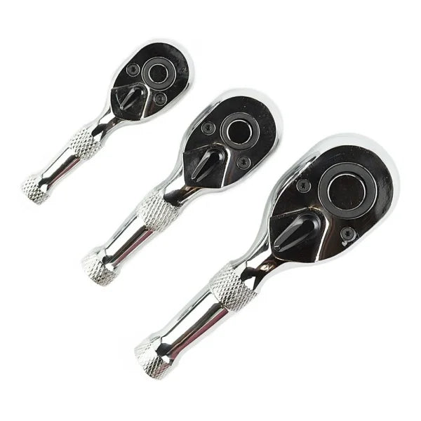 3PC STUBBY RATCHET 1/4", 1/2",3/8 HANDLE SET DS1082