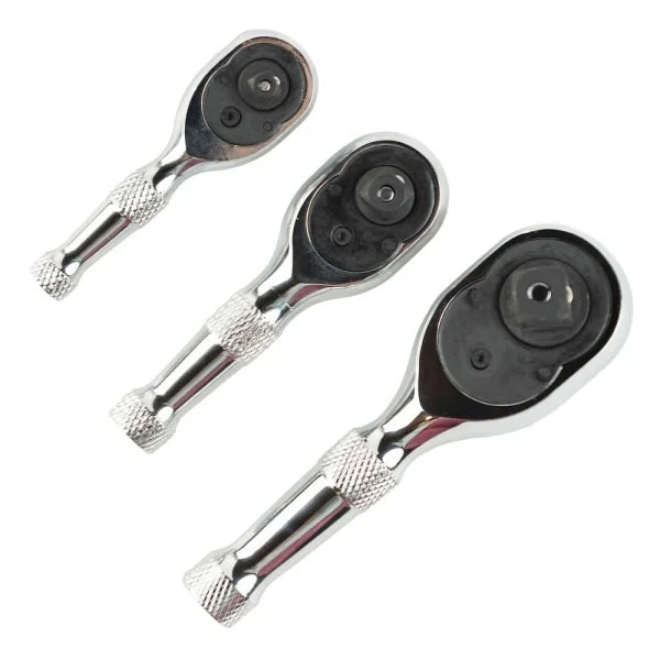 3PC STUBBY RATCHET 1/4", 1/2",3/8 HANDLE SET DS1082