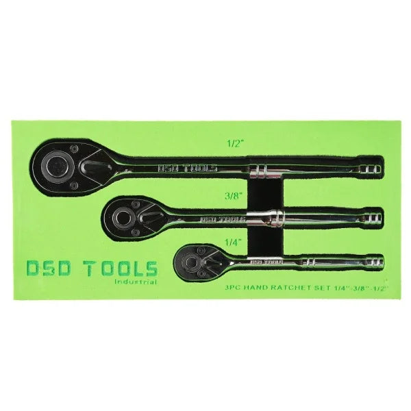 3PC HAND RATCHET SET 1/4" - 3/8" - 1/2" DS1084