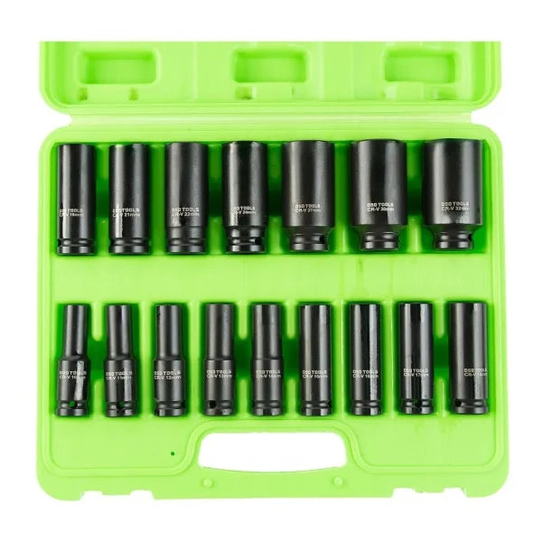 16PC 1/2" DR 6PT EUROPEAN IMPACT SOCKETS DS1100
