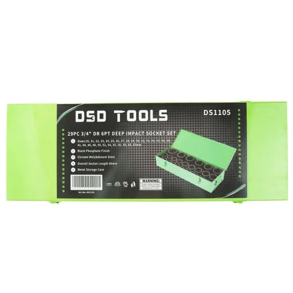 29PC 3/4" DR 6PT DEEP IMPACT SOCKET SET DS1105