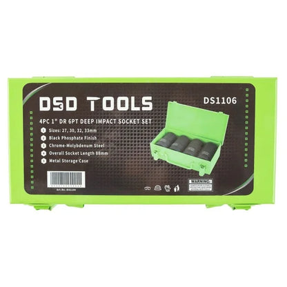 4PC 1" DRIVE 6PT DEEP IMPACT SOCKET SET DS1106