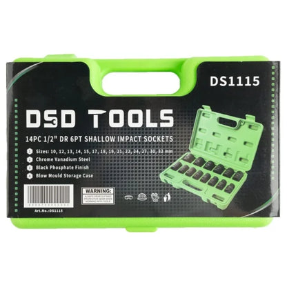14PC 1/2" DR 6PT SHALLOW IMPACT SOCKET SET METRIC DS1115
