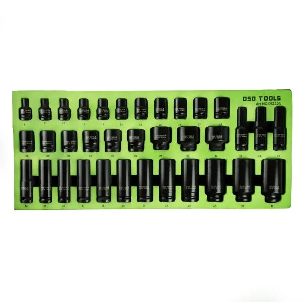 35PC 1/2" DR 6PT METRIC SHALLOW AND DEEP IMPACT SOCKET SET DS1125
