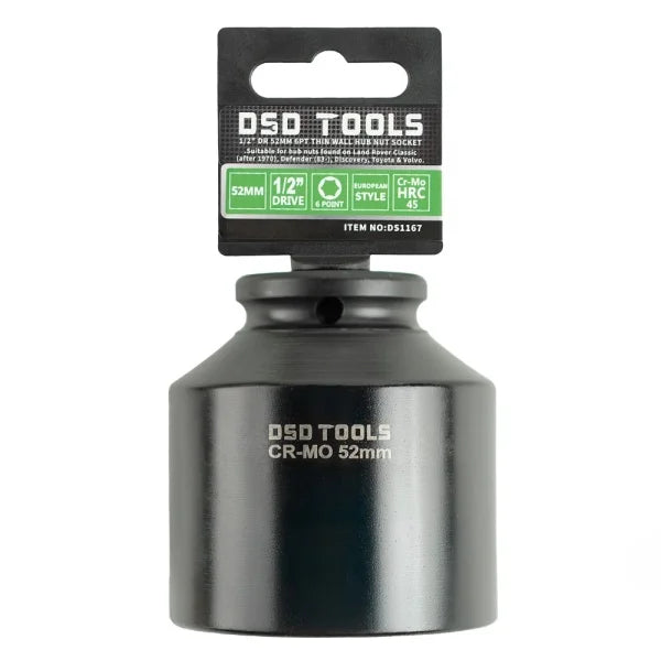 1/2" DR 52MM 6PT THIN WALL HUB NUT SOCKET DS1167