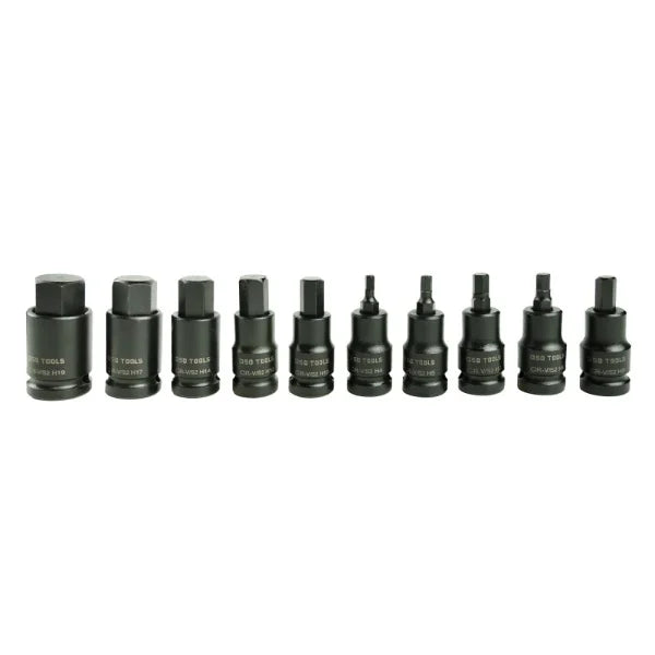 10PC 1/2" DR IMPACT HEX BIT SOCKETS DS1170