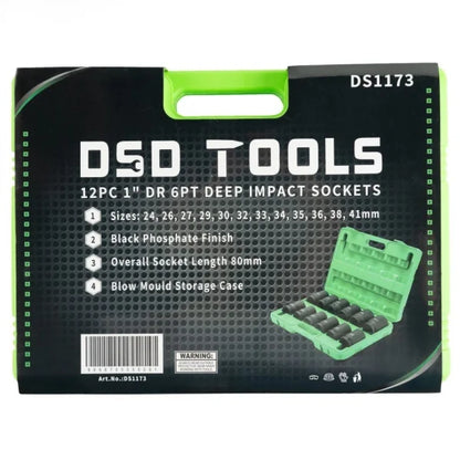 12PC 1" DR 6PT DEEP IMPACT SOCKETS METRIC DS1173