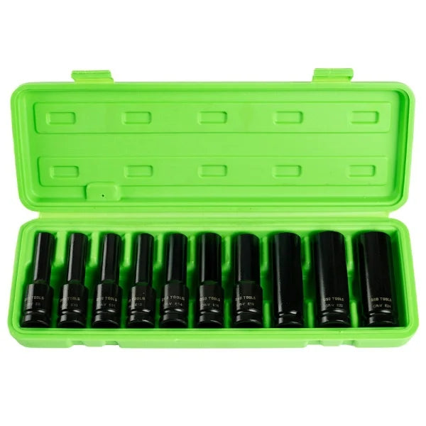 10PC 1/2" DR DEEP IMPACT E STAR SOCKETS DS1177