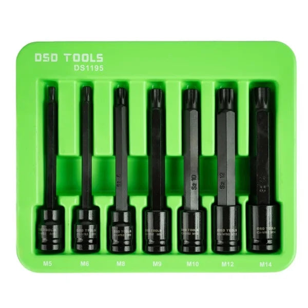 7PC 3/8" DR EXTRA LONG IMPACT SPLINE BIT SOCKET SET DS1195