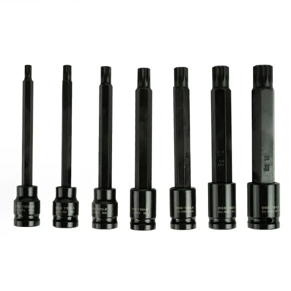 7PC 3/8" DR EXTRA LONG IMPACT SPLINE BIT SOCKET SET DS1195