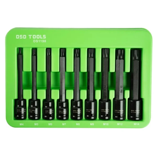 9PC 3/8" DR EXTRA LONG IMPACT SPLINE BIT SOCKET SET DS1198