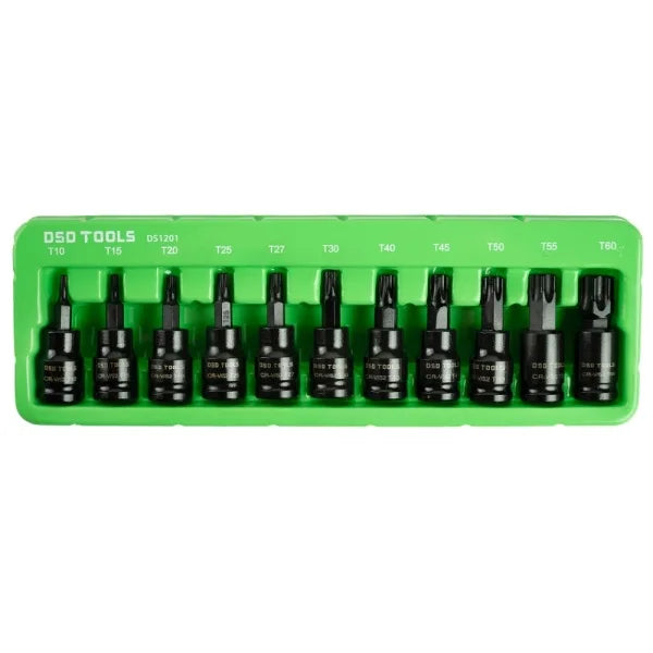 11PC 3/8" DR IMPACT TAMPER STAR BIT SOCKETS DS1201
