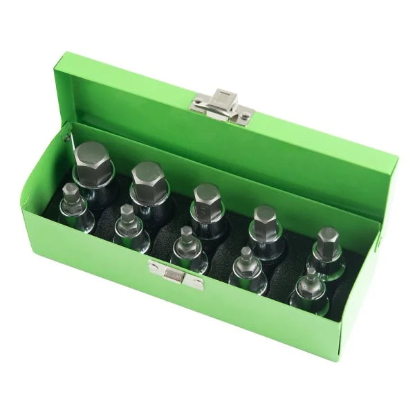 10PCS 1/2” DR. HEX BIT SOCKET SET DS1217