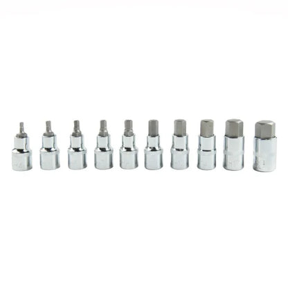 10PCS 1/2” DR. HEX BIT SOCKET SET DS1217