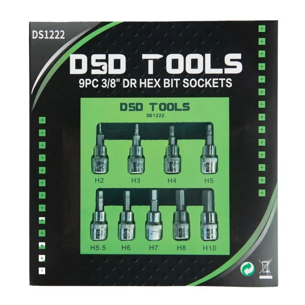 9PC 3/8" DR HEX BIT SOCKETS DS1222
