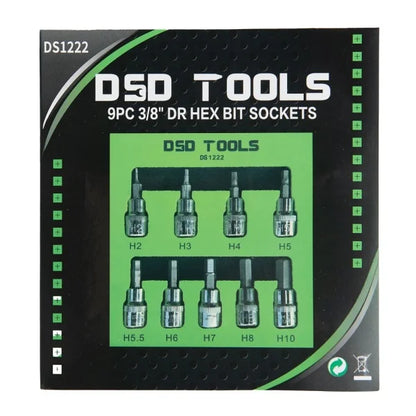 9PC 3/8" DR HEX BIT SOCKETS DS1222