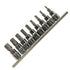 9PC 3/8" DR SAE HEX BIT SOCKETS ON RAIL DS1225