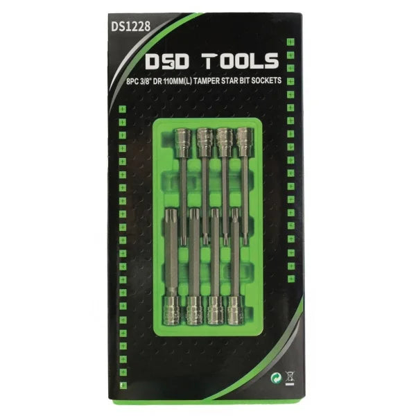 8PC 3/8" DR 110MM(L) TAMPER STAR BIT SOCKETS DS1228