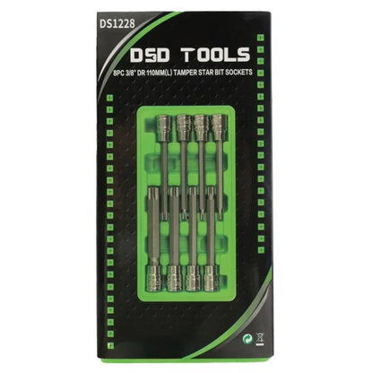 8PC 3/8" DR 110MM(L) TAMPER STAR BIT SOCKETS DS1228