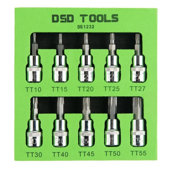 10PC 3/8" DR STAR BIT SOCKETS DS1232